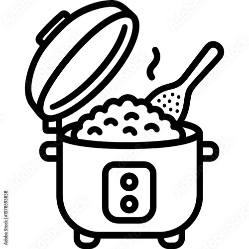 Rice cooker outline icon vector
