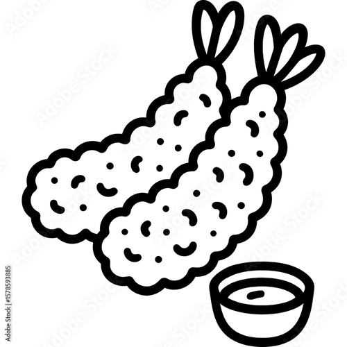 Tempura shrimp outline icon vector