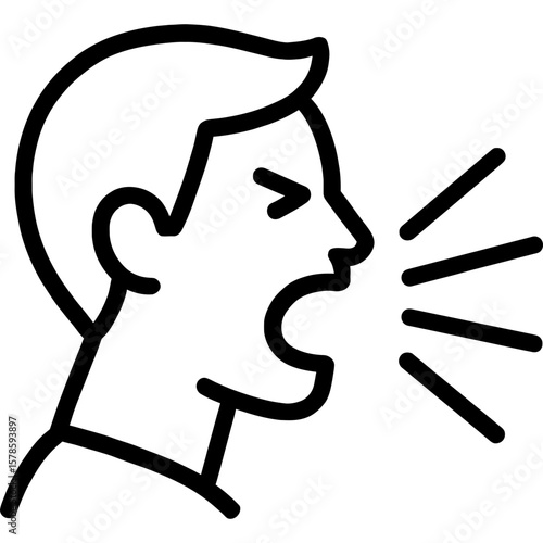 Shouting loud voice outline icon vector