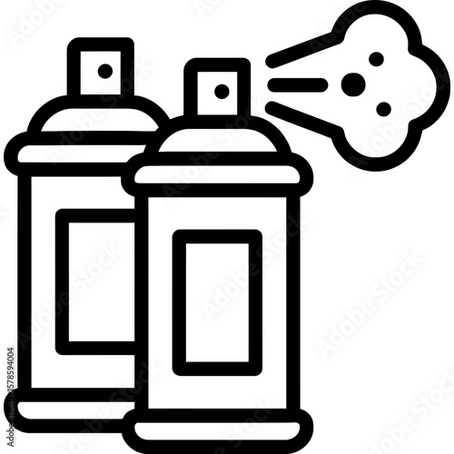 Spray paint cans outline icon vector