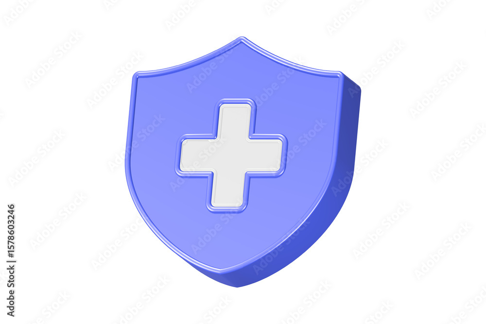 Fototapeta premium medical cross with shield 3d rendering realistic