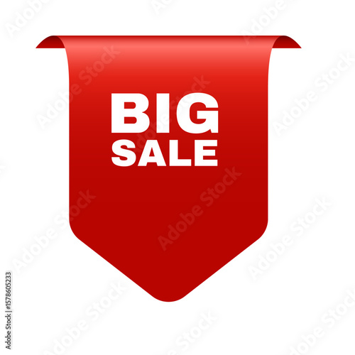 Red Big Sale Banner Ribbon Tag
