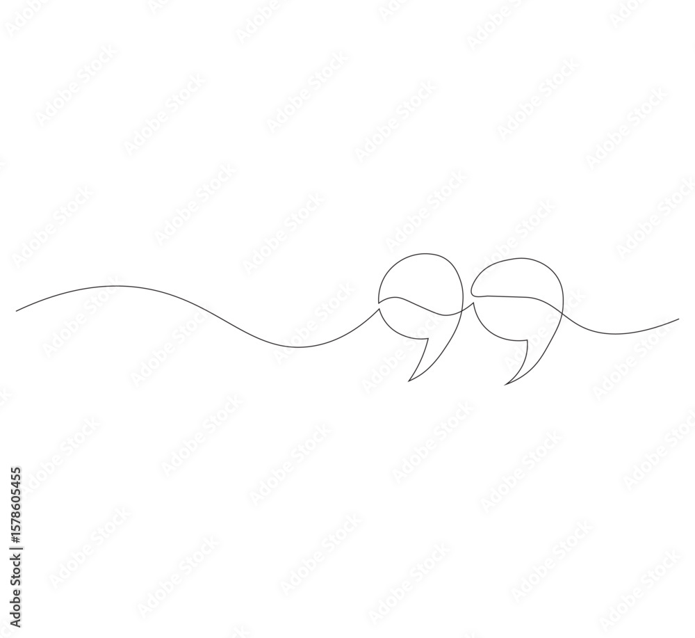 Obraz premium Draw a single continuous line of quotation marks. white background,One continuous line of quote mark image. Vector illustration. Linear design quote