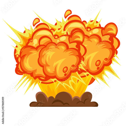Cartoon Explosion with Smoke Clouds