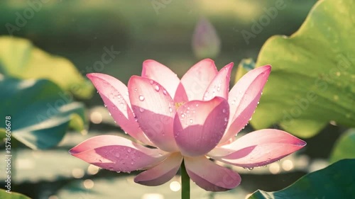 Time lapse of a lotus flower slowly blooming. Beautiful visual showing the growth process and unfolding petals in stunning detail. Perfect for nature, meditation, and tranquility themes