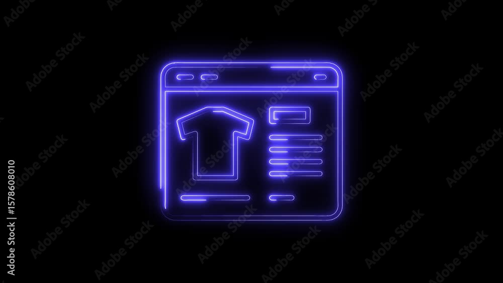 Neon illuminated online shop concept for fashion sales animated on black background Neon illuminated online shop concept for fashion sales animated on black background