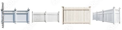 Wallpaper Mural Collection of White Fences: Residential, Gate, Privacy, and Picket Fencing Styles Isolated on White Background, Exterior, Property , Home Torontodigital.ca