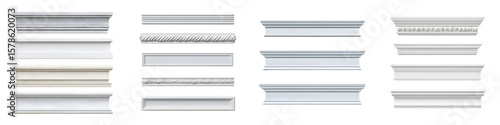 Crown Molding Collection: Architectural Detail Elements on White