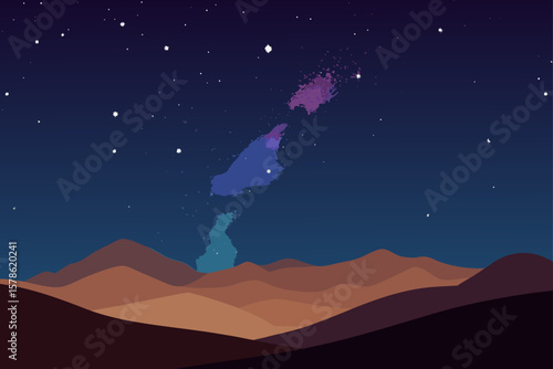 milky way over desert hills