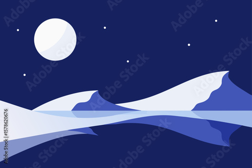 snow dunes reflecting cold moonlight