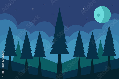 tall cedar trees surrounding a moonlit glade