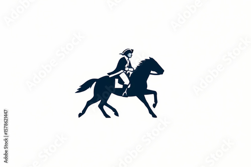 Paul Revere Logo Simple Three Color Design Midnight Ride Icon American History Symbol Patriot Graphic Minimalist Vector Illustration Historical Figure Emblem
