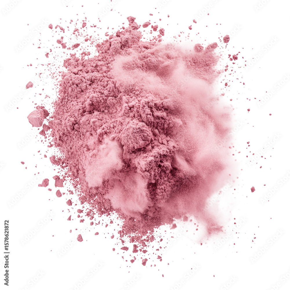 Pink powder dust particles created in a light cloud on a transparent background, isolated cutout png Pink powder dust particles created in a light cloud on a transparent background, isolated cutout png