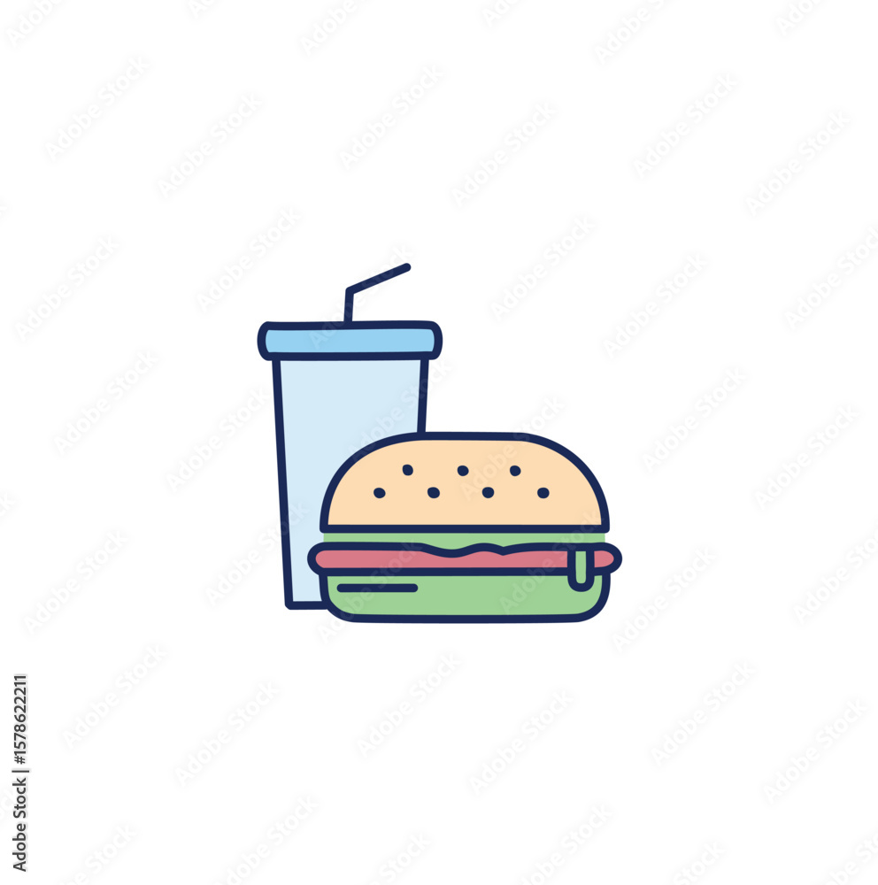 Burger and drink icon fast food beverage Burger and drink icon fast food beverage