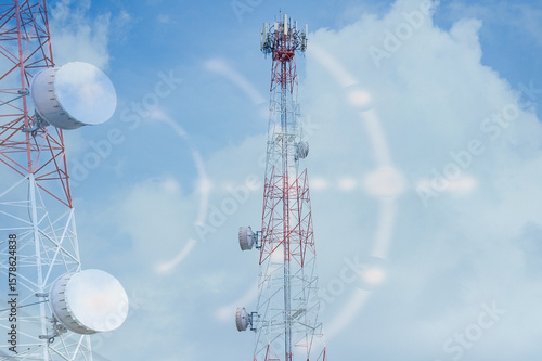 telecommunication tower with antennas