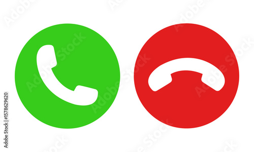 Phone call and end button icon isolated on transparent background. Answer and decline incoming call symbol. Vector Illustration