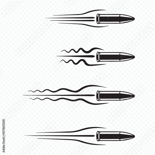 bullet vector clipart showcasing high-velocity projectile and speed trail in eps and ai format