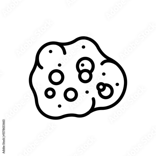 Soap foam cloud with bubbles. Outline icon of washing. Illustration of cleanser, detergent, shampoo, liquid soap, gel. Isolated vector symbol of cleaning and cleanliness