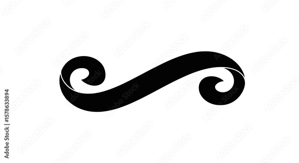 Fototapeta premium Stylized black decorative ribbon on a transparent background 