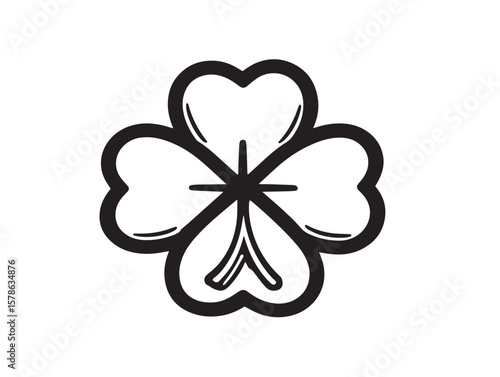 Clover Flower Outline Vector in Elegant Style