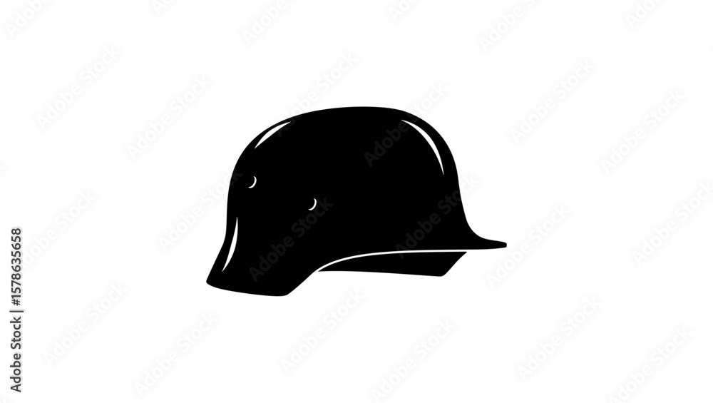 Fototapeta premium German soldier helmet from WWII, black isolated silhouette