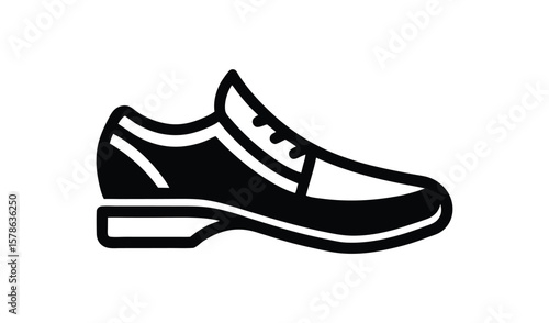 Simple black and white icon of a classic men s dress shoe