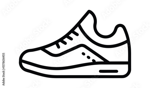 Simple line art icon of a modern athletic sneaker shoe