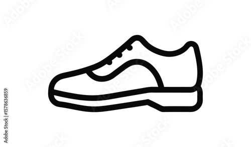Simple black outline icon of a classic oxford dress shoe