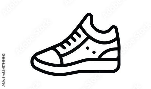 Simple line art icon of a modern high top sneaker shoe
