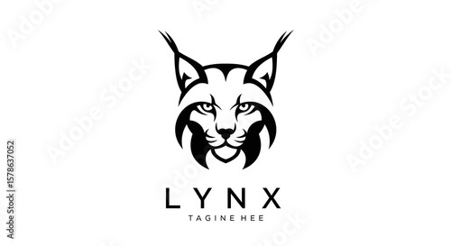 Black and White Tribal Style Lynx Head Logo