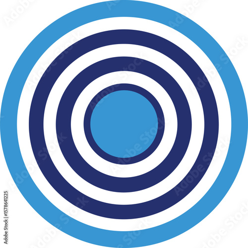 Concentric circles of blue and white create a modern abstract target or ripple effect pattern