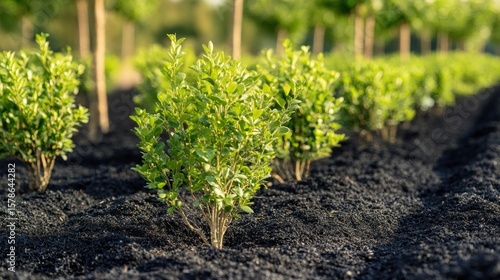 Wallpaper Mural Rows of young bushes in dark soil Torontodigital.ca