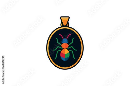 HD locket Ant lice Colorful Vector on white background.01