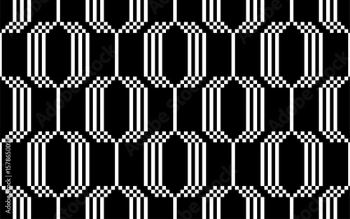 Seamless black and white geometric pattern. Vector Illustration.