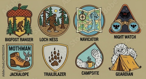 Wallpaper Mural Cryptid Creature Patches Bigfoot, Loch Ness, Mothman, and More! Torontodigital.ca