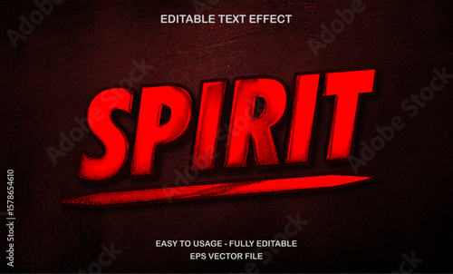 Spirit editable text effect with strong red color for motivational design