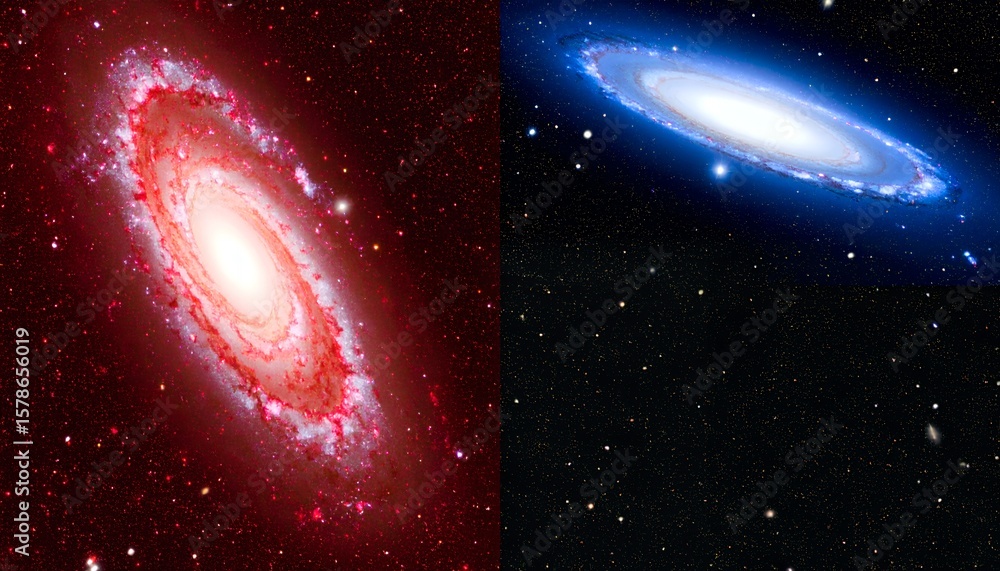 Obraz premium Two Spiral Galaxies in Deep Space.