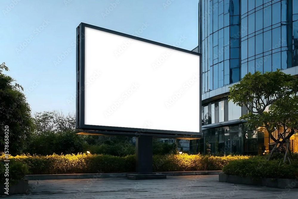 Obraz premium Advertising biilboard mock-up in front of the modern office building