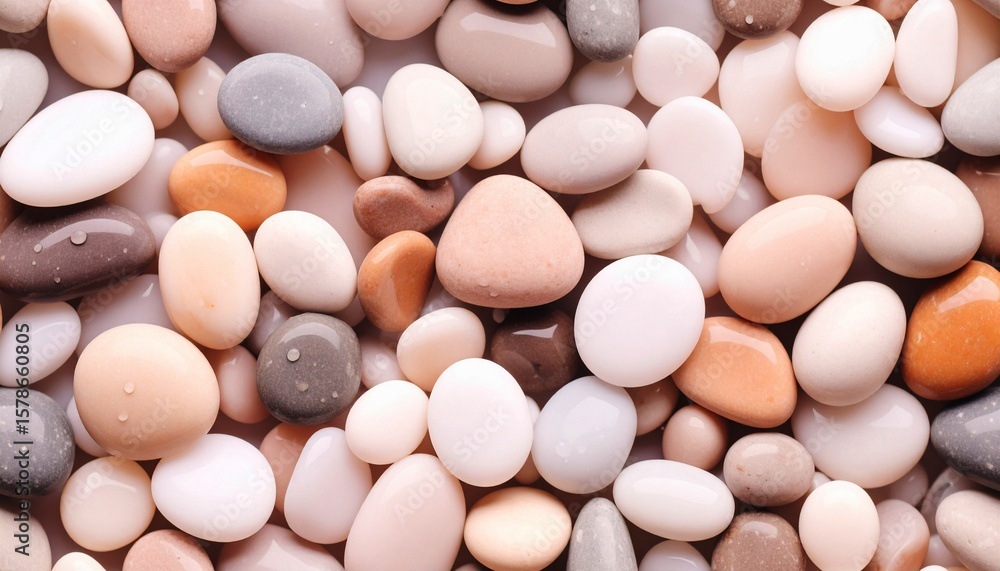 A tranquil background featuring smooth, wet white stones covered in rainwater, with a gentle sheen and diffused light reflections enhancing the raw, natural beauty of the scene A tranquil background featuring smooth, wet white stones covered in rainwater, with a gentle sheen and diffused light reflections enhancing the raw, natural beauty of the scene