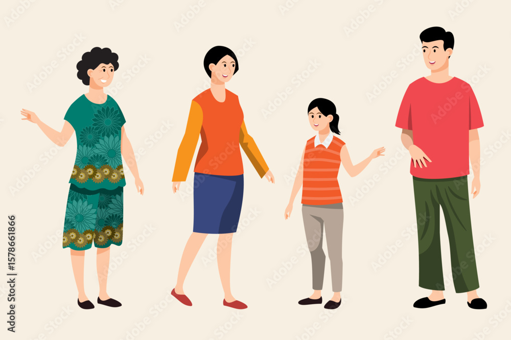 Fototapeta premium Local Thai character set in modern style vector illustration