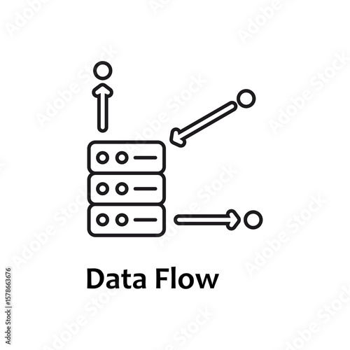 Illustration of data flow process, showing input and output points. Ideal for presentations, reports, software development, and educational materials.