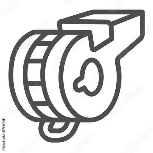 Whistle tool line icon, police force concept. Vector graphics. Patrol whistle, policeman accessory sign on white background, outline style icon for mobile or web design.