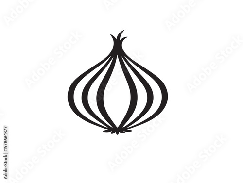 Healthy Onion Bulb Icon in Clean Line Format