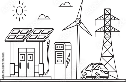 Smart Charging Infrastructure Vector Art