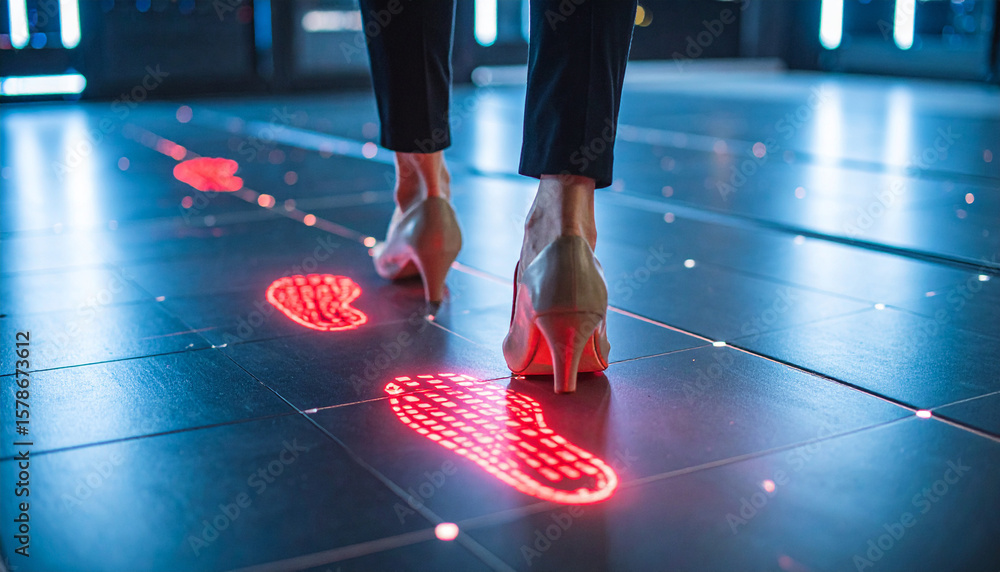 Fototapeta premium Following the Footsteps A Guided Path to Success and Innovation on Illuminated Trail