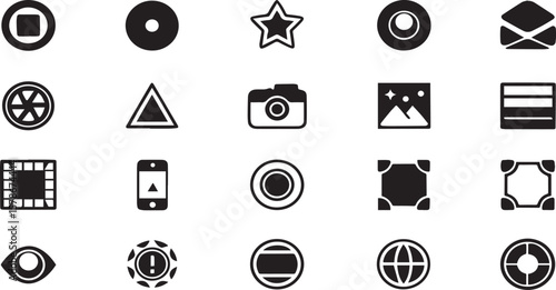 Black Badge Icon Set in Vector Style