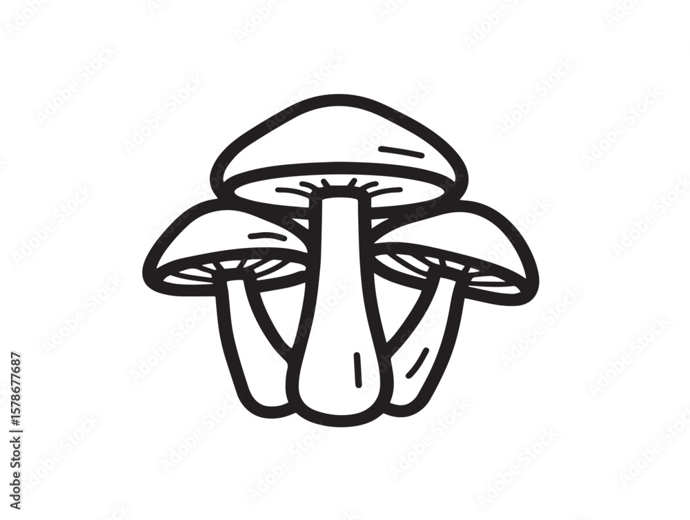 Delicious Shiitake Mushroom Art in Elegant Line Style Delicious Shiitake Mushroom Art in Elegant Line Style