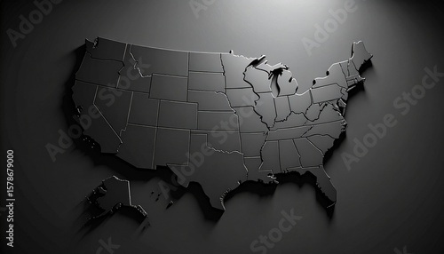 Clean, top-down flat lay of a minimalist USA map printed on textured kraft paper with vintage-style compass and ruler beside it on a wood desk.