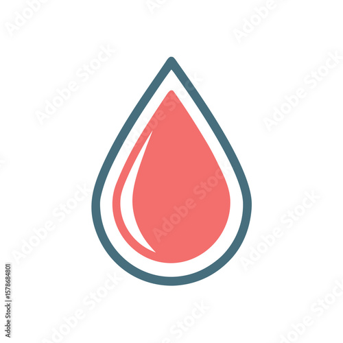 Flat Red Blood Drop Icon Design Minimalist Single Blood Droplet Graphic for Medical or Healthcare Related Projects