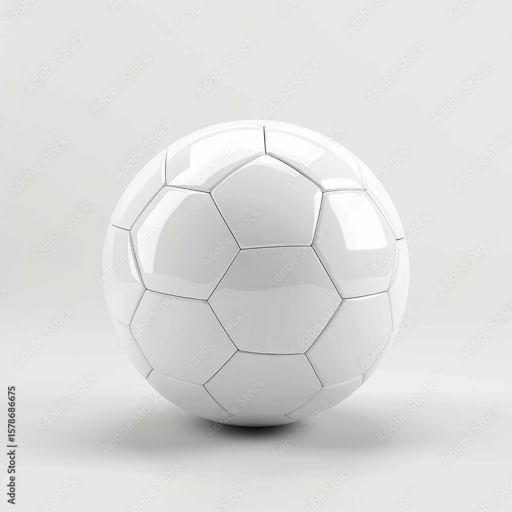Fototapeta premium Classic white soccer ball on a plain white background, representing concepts of sport, competition, and recreation